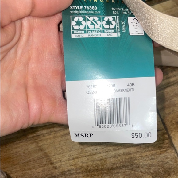 Vanity Fair Beauty Back for a smooth back, t-shirt bra 40B, NWT - Picture 6 of 7